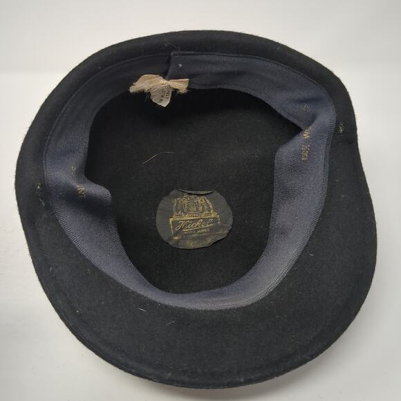 Huckel Bora Super Sima Int Flat Fitted Newsboy Cap Black Small Blank Wool Felt - Picture 8 of 12